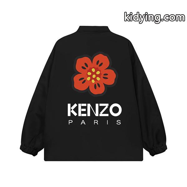 ブラック レッドフラワー KENZOロゴ ジャケット ケンゾー コピー 秋冬 鮮やか 活発な モード系-2