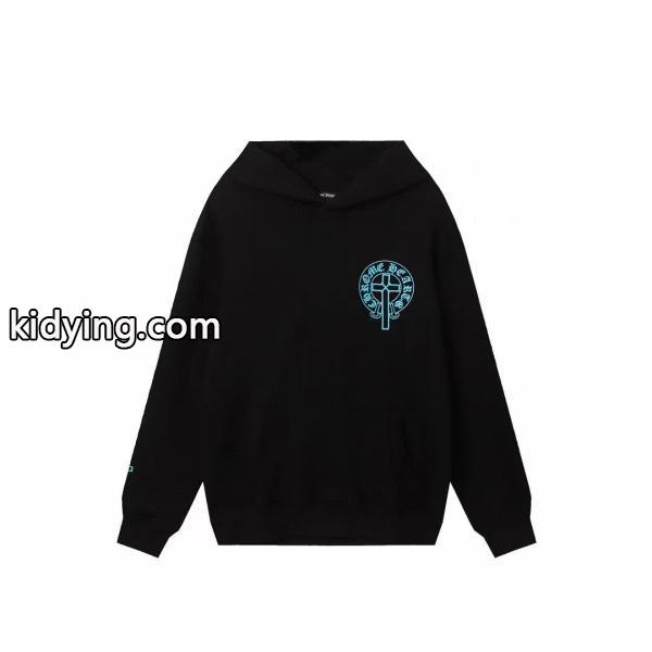 クロムハーツ コピー パーカー 注目 クール ブルーロゴ シンプル ブラック CHROME HEARTS-1