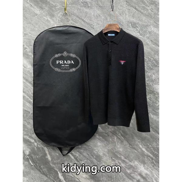 グレー セーター POLO プラダ PRADA スーパーコピー 2025秋冬ビジネス 上品 最新コレクション-2