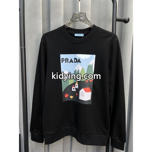 Prada プラダ 2025秋冬限定 ホワイト グラフィックプリントデザイン 柔らか カジュアル 偽物 スウェット-3