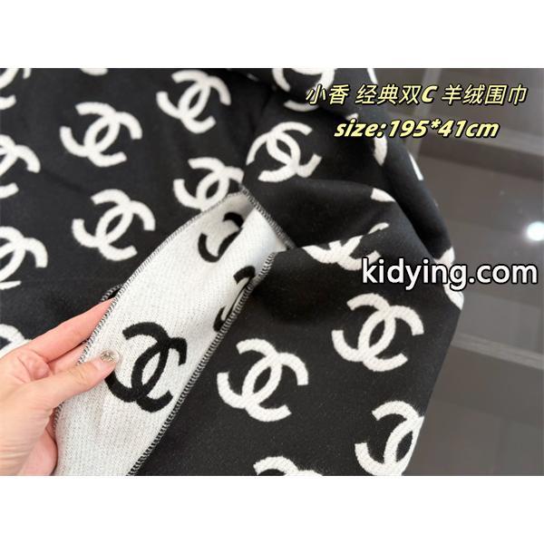 CHANEL シャネル 2025秋冬新作 经典ダブルC柄 カシミヤ混ウールマフラー ブラック×ホワイト 高級感抜群-4