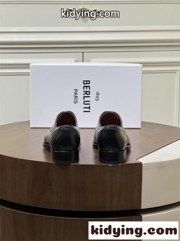 高級 本革 レースアップ ドレスシューズ Berluti ブラック 内羽根 ビジネス ベルルッティ コピー-7