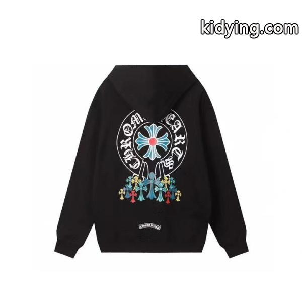CHROME HEARTS コピー パーカー 新作 可愛い カラフル フラワーロゴ ブラック クロムハーツ-0