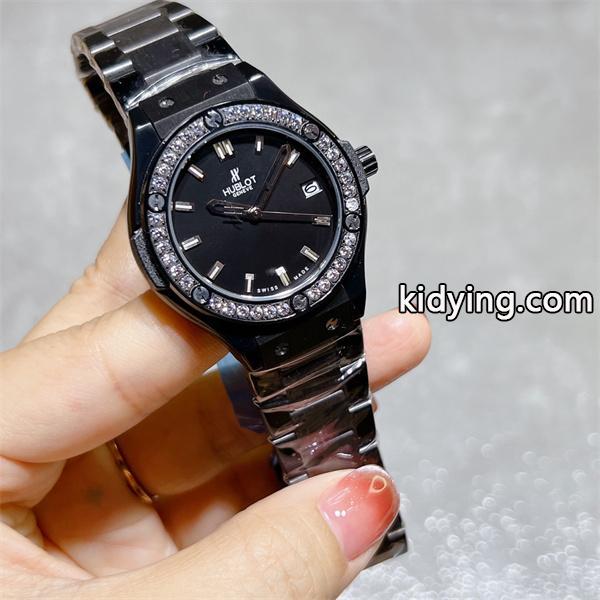 HUBLOT ブラックダイヤモンド装飾 シルバーブレス ユブロット コピー 時計 フェミニン 高品質 腕時計-3