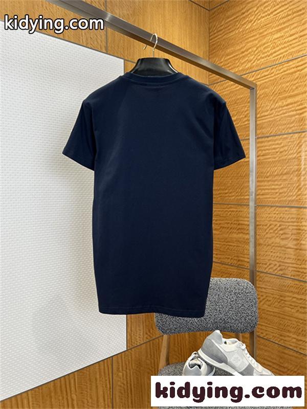 ネイビー 半袖Tシャツ MONCLER モンクレール コピー デニム胸ポケット 袖ワッペン クルーネック シンプルカジュアル-5