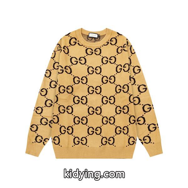 GUCCI コピー エレガントGG総柄 クルーネック ニット セーター ベージュ モノグラム グッチ-0