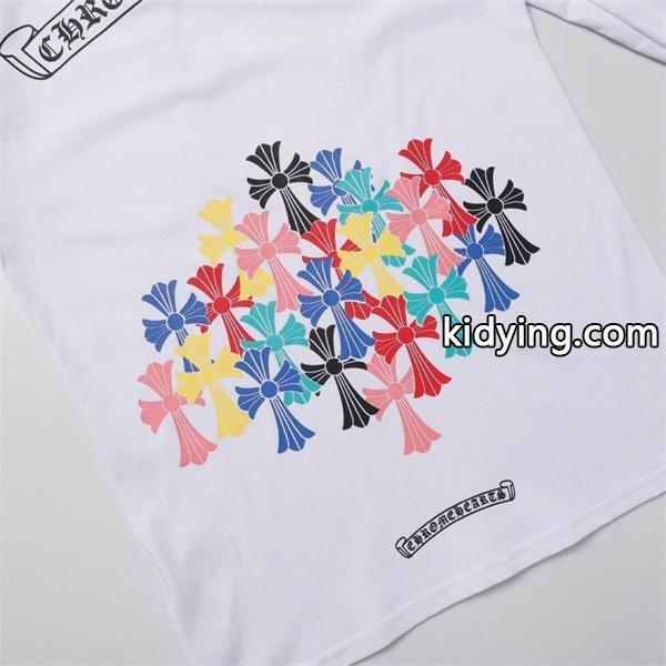 CHROME HEARTS 偽物 カラフルポップ モードスタイル 長袖Tシャツ クロスモチーフデザイン クロムハーツ-0