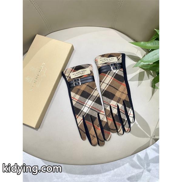 実用 温か素材 ネイビー チェック BURBERRY バーバリー コピー グローブ フィット 安定-1