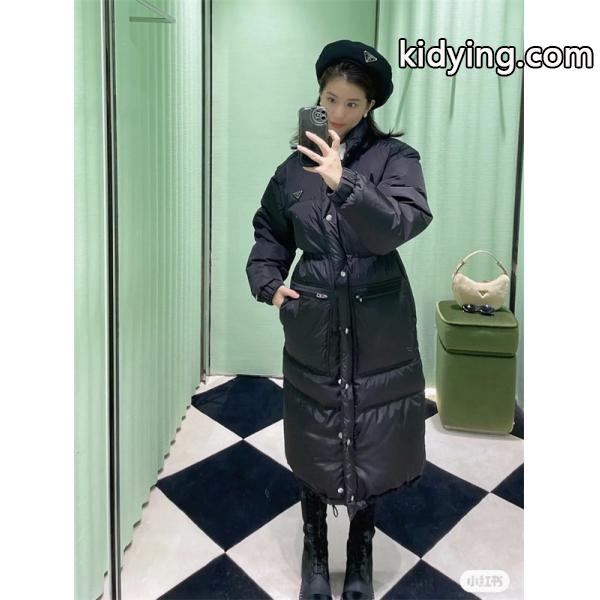 冬季限定 ブラック ロング丈 高級 保温 偽物 ダウンコート 季節限定モデル 人気 Prada プラダ-7