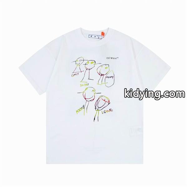 上品な雰囲気を醸し出すOff-WhiteオフホワイトＴシャツコピー　クルーネック半袖Tシャツ　男女兼用ｔシャツ　ブラックＸ赤色-0