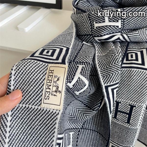 幾何 H ロゴ柄 シックモノクロ HERMES エルメス 偽物 マフラー 秋冬高品質アクセサリー-5
