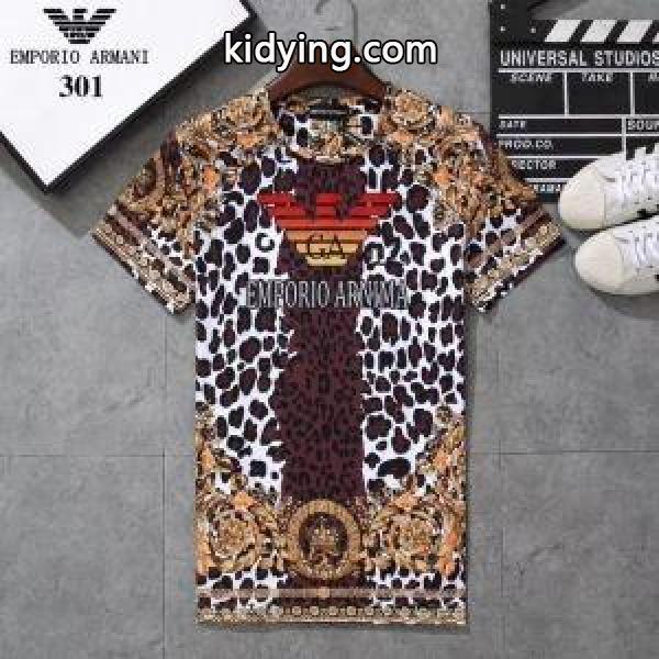 爆買い品質保証おしゃれtシャツ半袖イエロブラックブルーARMANIアルマーニ 服 コピープリント大人っぽい通勤通学-2