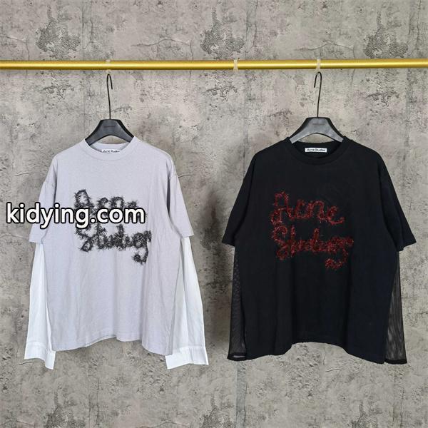 Acne Studios 激安 金糸刺繍 ロゴ入り フェイクレイヤード 長袖カットソー ユニセックス トップス-7