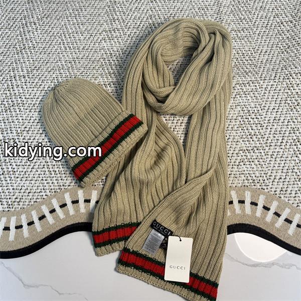 GUCCI グッチ コピー ニットマフラー キャップセット ブラック 暖か素材 冬仕様-3