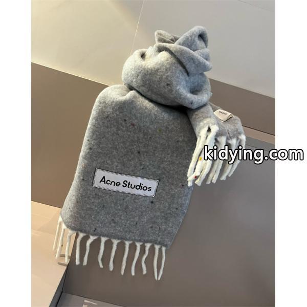ACNE STUDIOS アクネ ストゥディオズ コピー 秋冬 保温 ライトグレー ロゴ マフラー 高級感-4