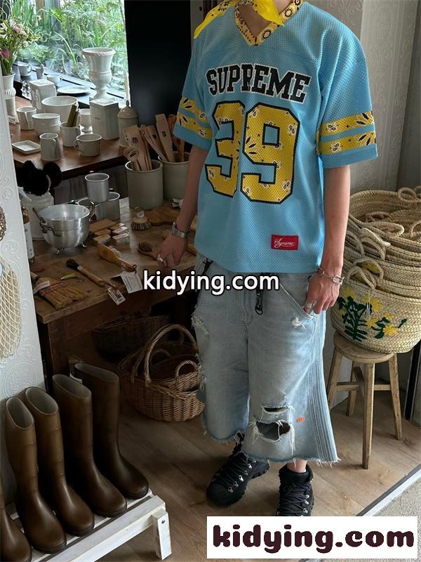 SUPREME 半袖Tシャツ シュプリーム コピー メッシュ素材 プリント 通気性 軽量 ダンス衣装風-1
