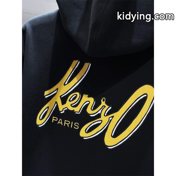 ブラック ゴールドロゴ刺繍 パーカー KENZO ケンゾー コピー 2025秋冬定番 高級感のある 万能 当店イチオシ-5