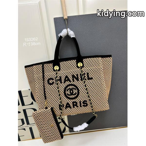 サマー草編み ロゴプレート シャネル トートバッグ スーパーコピー 1S3262 レディース クール CHANEL-1