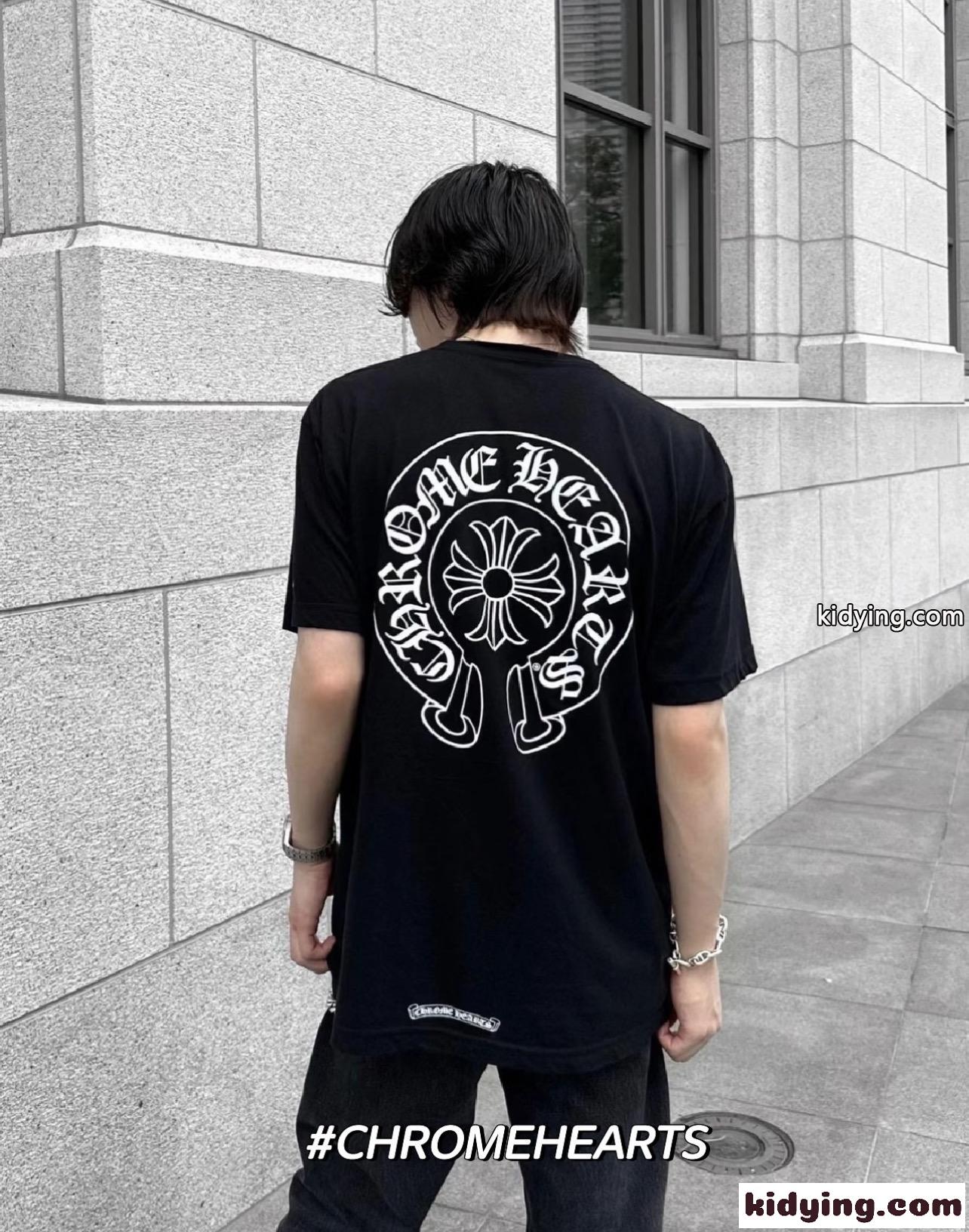 ロゴプリント ブラック ホワイト対応 CHROME HEARTS クロムハーツ コピー Tシャツ デイリー使い 旬アイテム-3