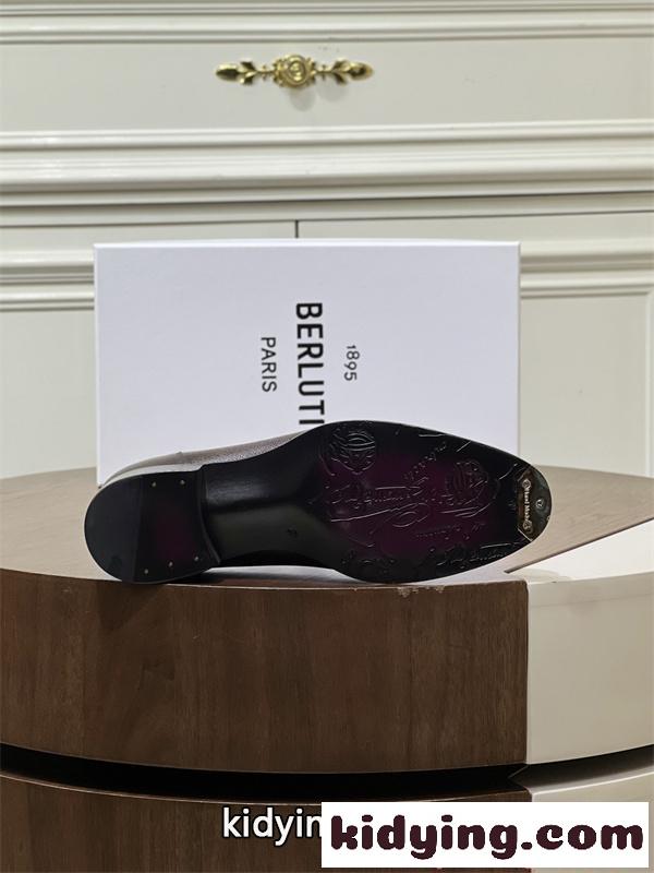 高級 本革 レースアップ ドレスシューズ Berluti ブラック 内羽根 ビジネス ベルルッティ コピー-8