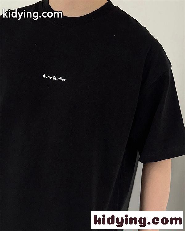 Acne ワンポイントTシャツ ブラック 半袖 シンプル モード ルー 人気 アクネストゥディオズ コピー-1