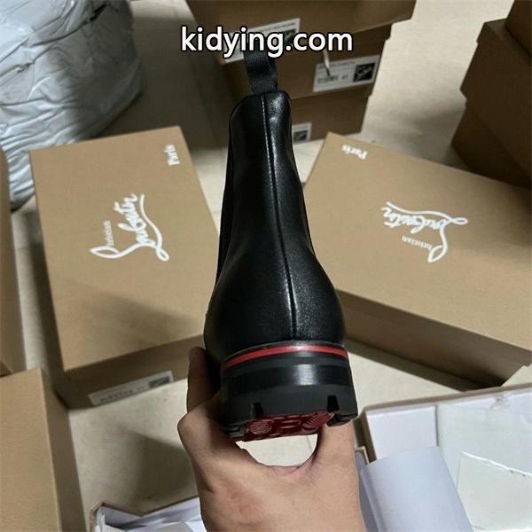Christian Louboutin 激安 チェルシーブーツ メンズ レッドソール サイドゴアブーツ 尖頭 マーティンブーツ 本革 厚底 ブラック-5