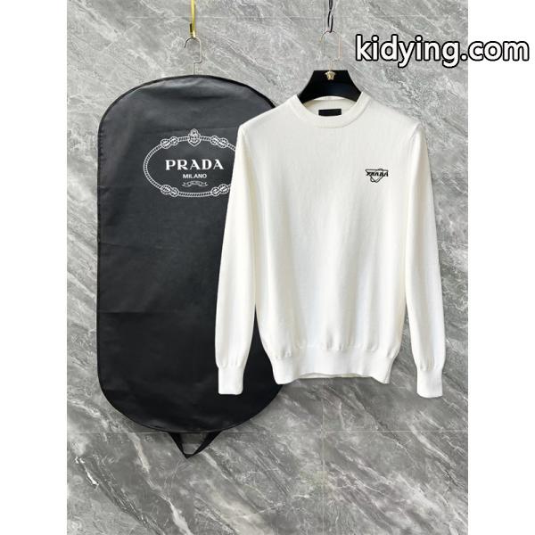 新作 ホワイト ブラック クラシックロゴデザイン 話題 人気 Prada プラダ コピー ニットセーター-2