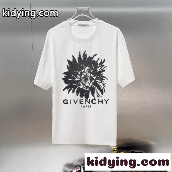 GIVENCHY（ジバンシー）コピー 2026新作 フラワープリント ビッグロゴTシャツ 半袖カットソー ストリートモード-6