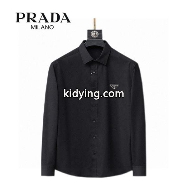 洗練 定番 PRADA プラダ コピー 上質感 ミニマル ロングスリーブ シャツ-0