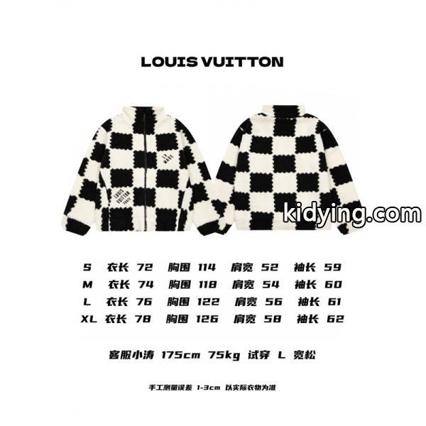 LOUIS VUITTON ルイヴィトン コピー 話題独占 2026新作 チェッカー柄 ボア素材 防寒アウター-4