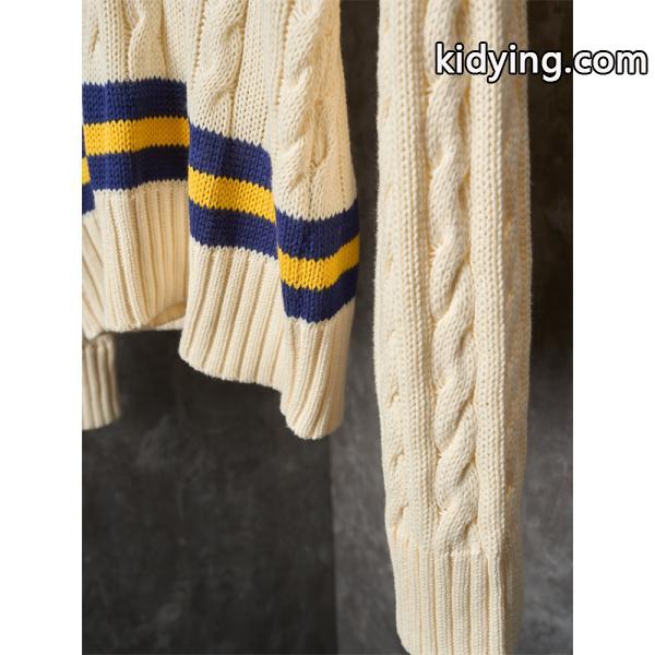 ベージュ テニスラケットプリント V 领 麻花纹 ニット ポロラルフローレン POLO RALPH LAUREN 偽物 秋冬 上品-7