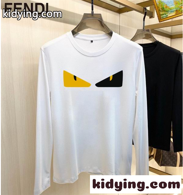 柔らかなフェンディーモンスターカットソー トップス メンズ FENDI 長袖Tシャツコピー丸首 2色可選-0