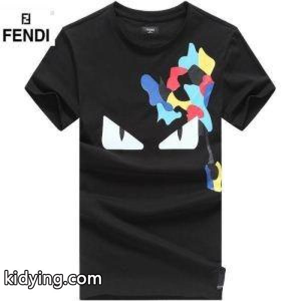 フェンディ スーパー コピーFENDI新作入荷格安通気性tシャツ半袖トレーニングウェア黒白ダークブルーオレンジ-0