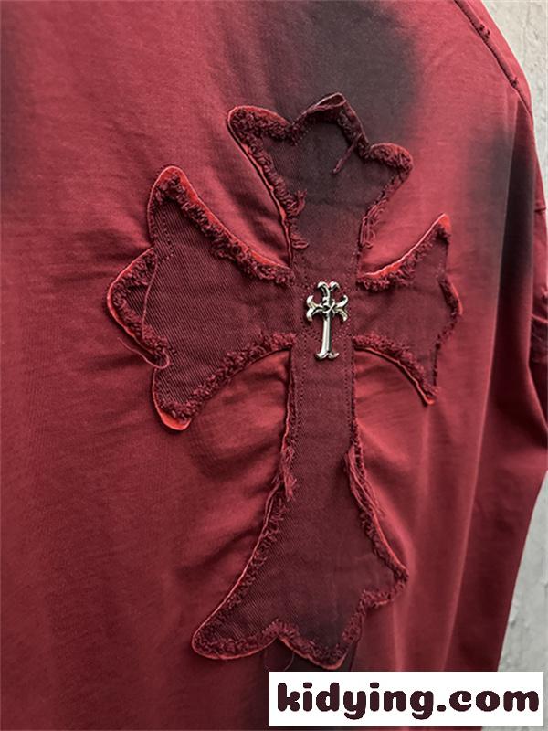 グリーン 半袖Tシャツ Chrome Hearts クロムハーツ コピー ネックゴシックロゴ ウォッシュグラデーション クロスワッペン風 ゆったりシルエット-11