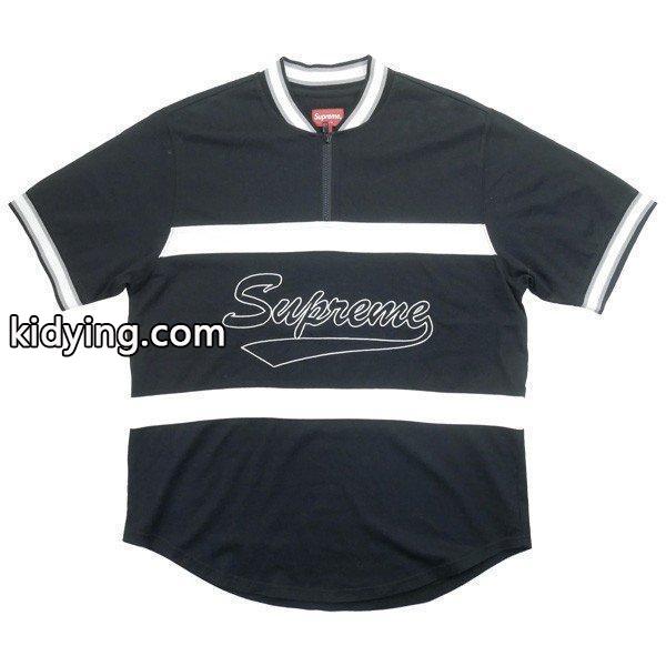 シュプリーム SUPREME 17SS Half Zip S/S Baseball Top ハーフジップTシャツ 黒 非常に良い品 通販 ショッピング-0