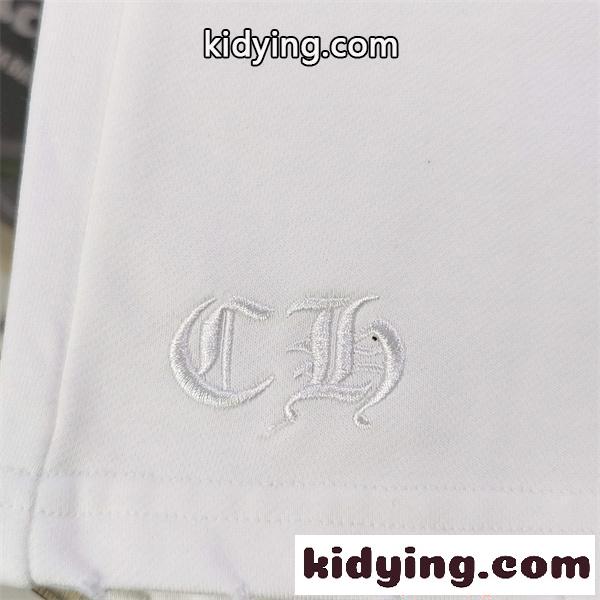 ショートパンツ クロムハーツ コピー 激安 ブラック シンプル 刺繍デザイン  CHROME HEARTS クロスパッチ レザー風 ウエストゴム 紐付き カジュアル ストリート 快適 通気性-4