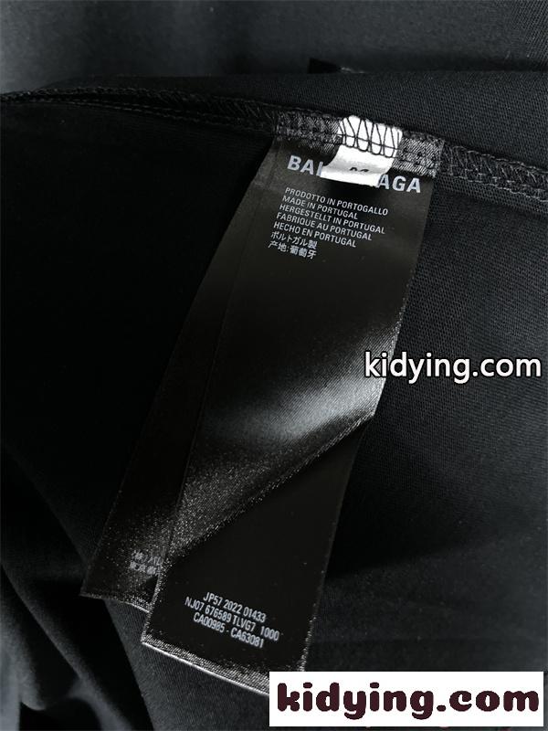 バレンシアガ コピー Balenciaga 651795 半袖Tシャツ ブラック ダメージ加工 ロゴプリント オーバーサイズ クラッシュデザイン ストリート系 メンズ-7