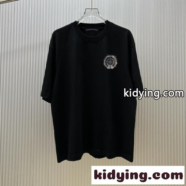 2026新作 CHROME HEARTS 激安 クロムハーツ 半袖Tシャツ バックプリント クルーネック ウォッシュ加工-5