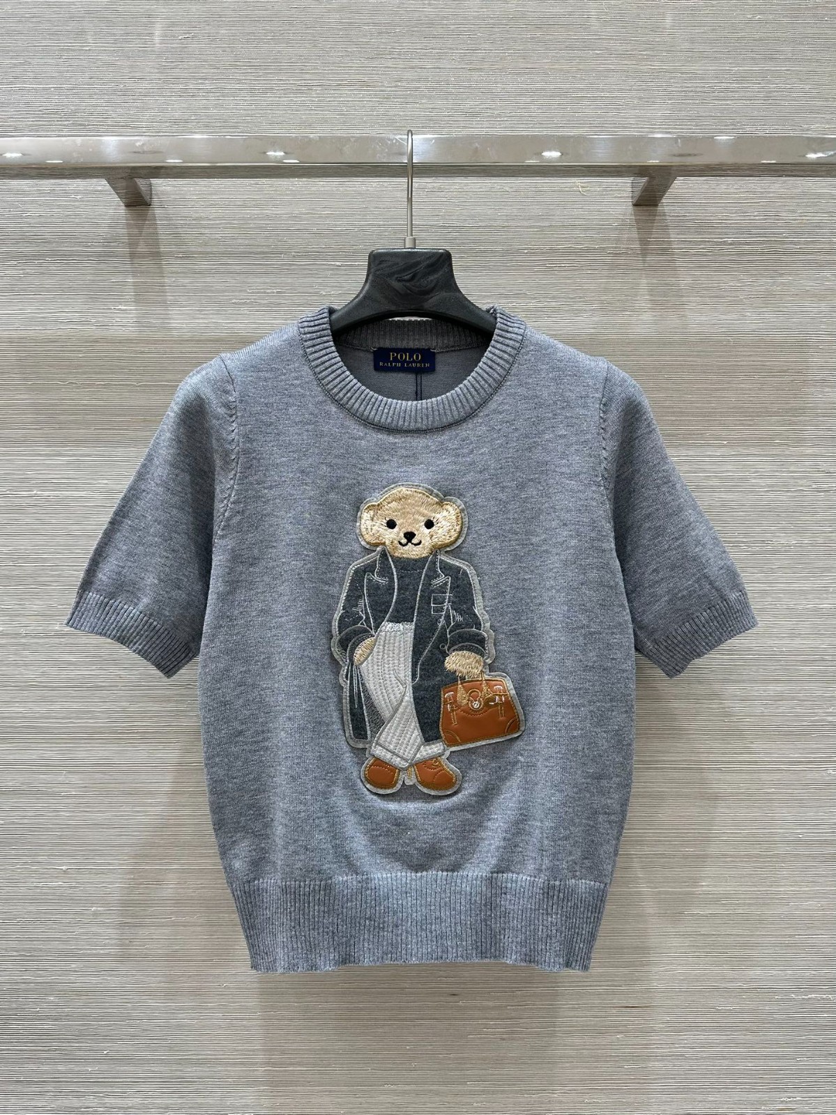 ラルフローレン ニットウェア コピー Polo ベア ウール クルーネック 半袖ニット グレー-2
