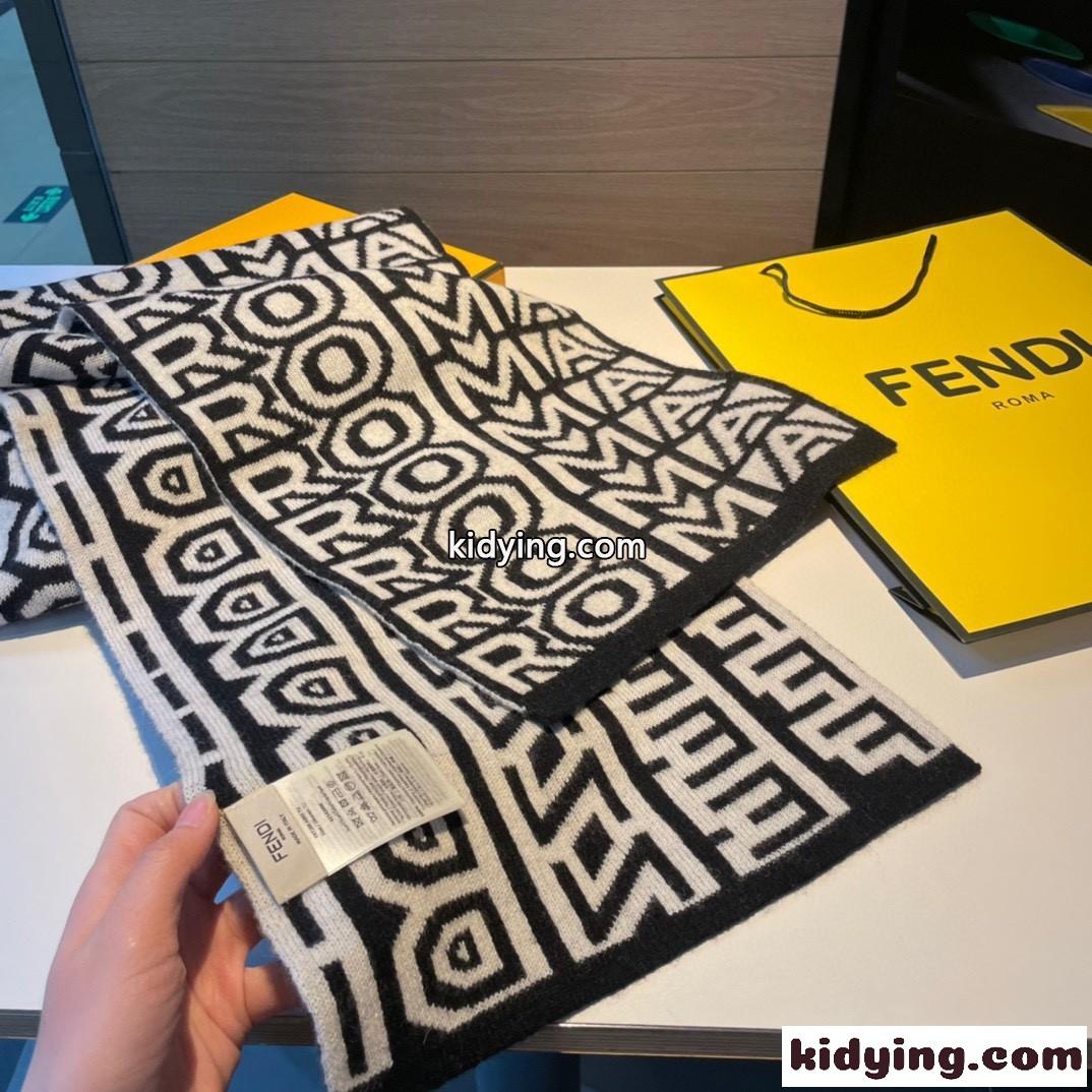 FENDI ROMA カプセル コレクション ツートン ニットマフラー フェンディ スカーフ コピー-2