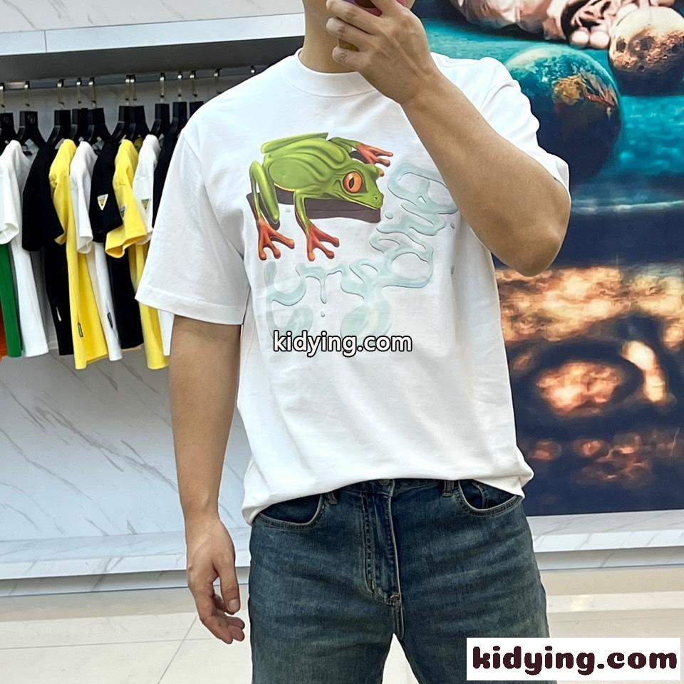 カジュアル フロッグ コットンTシャツ バーバリー 半袖Tシャツ コピー ホワイト-1