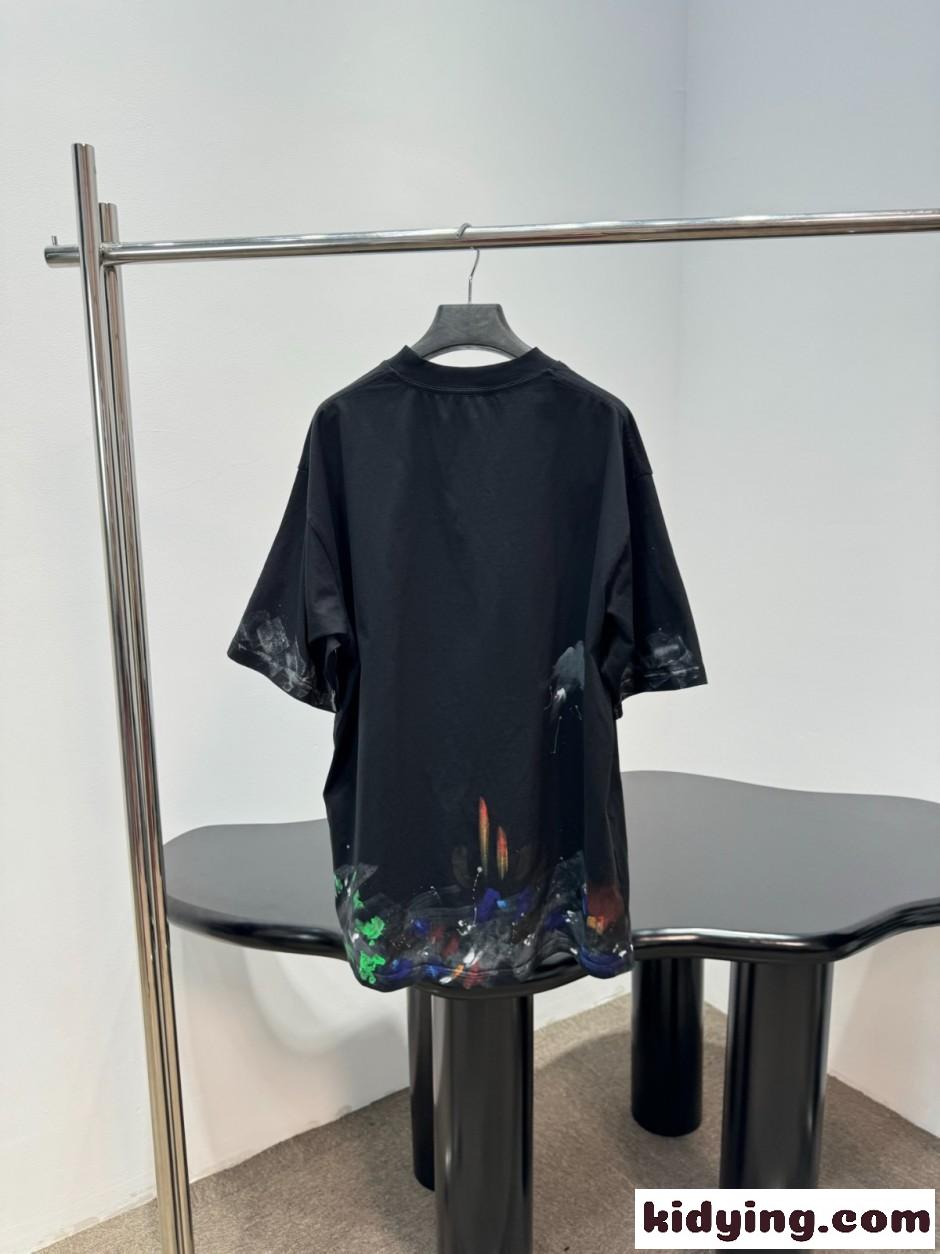 ペイント オーバーサイズ半袖Tシャツ バレンシアガ Tシャツ 偽物 ユニセックス-0