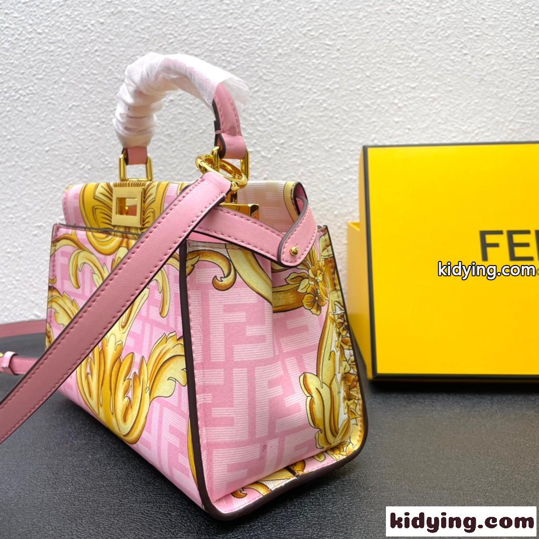 FENDI × VERSACE フェンダーチェ レディース エレガント フェンディ バッグ 人気 コピー プリント ハンドバッグ-0