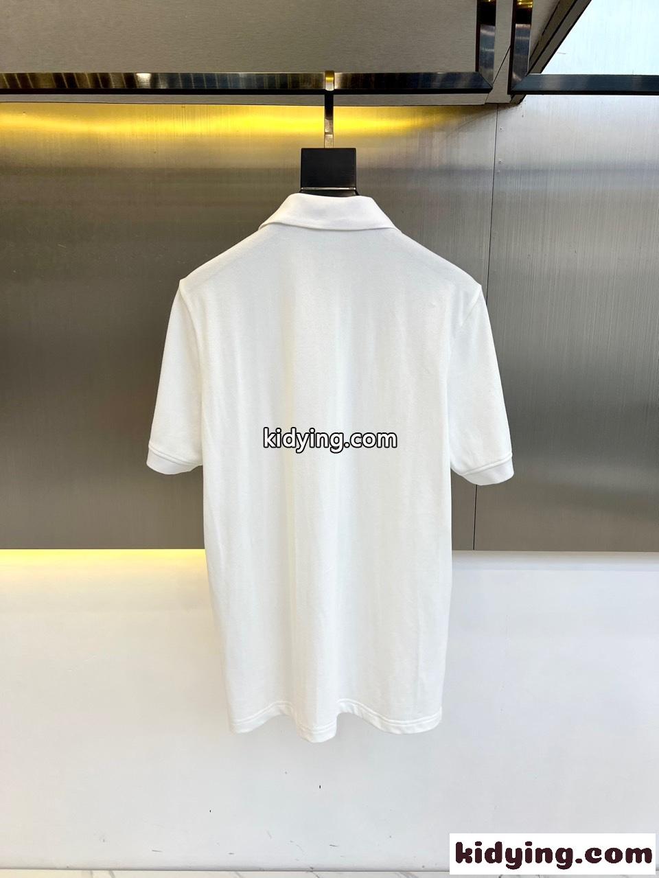 シンプル エレガント コットンピケ ポロシャツ バーバリー 半袖Tシャツ コピー ホワイト-4