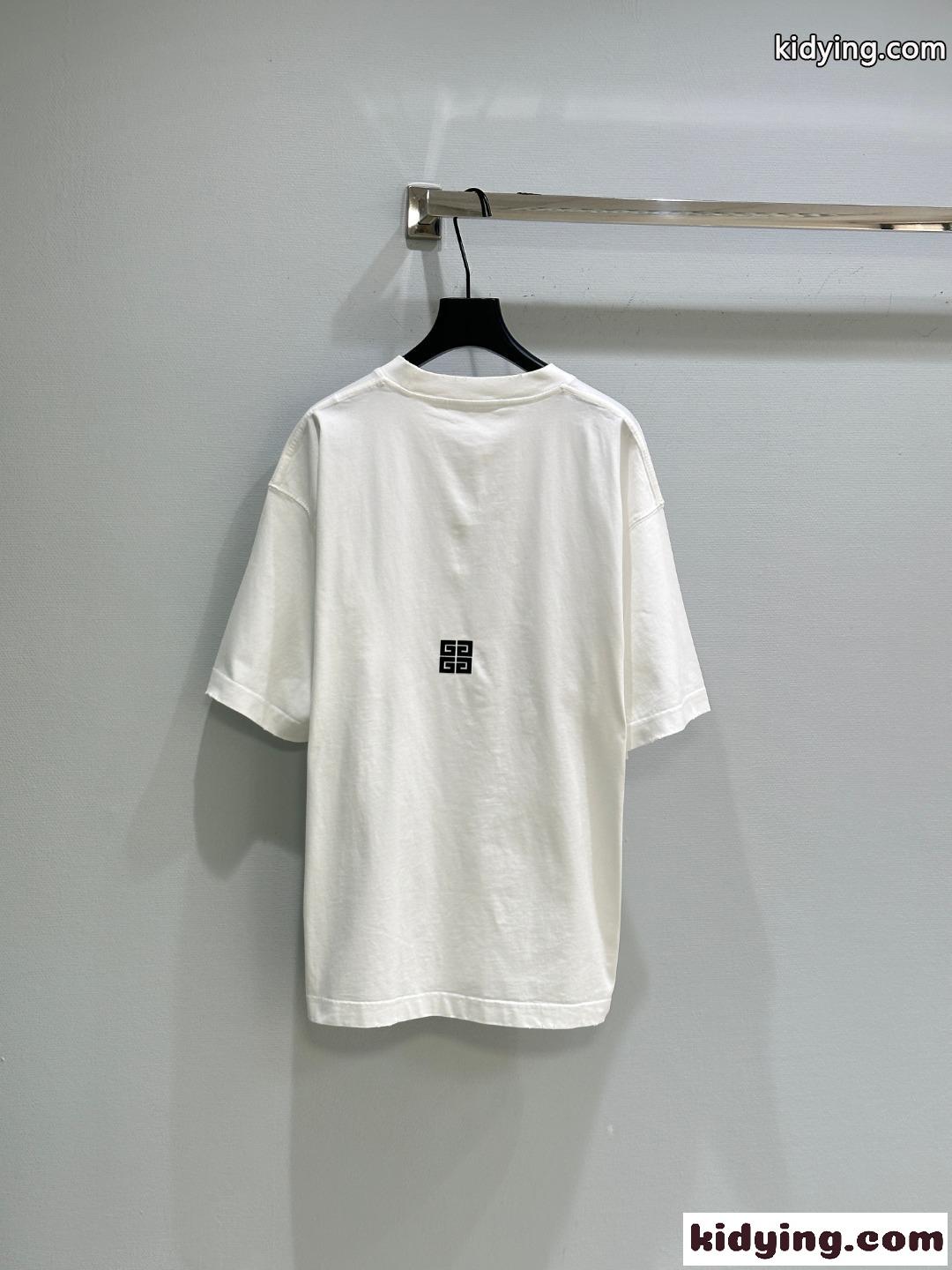 カジュアル ロゴ入り 半袖Tシャツ ジバンシィ Tシャツ コピー コットン ホワイト-4