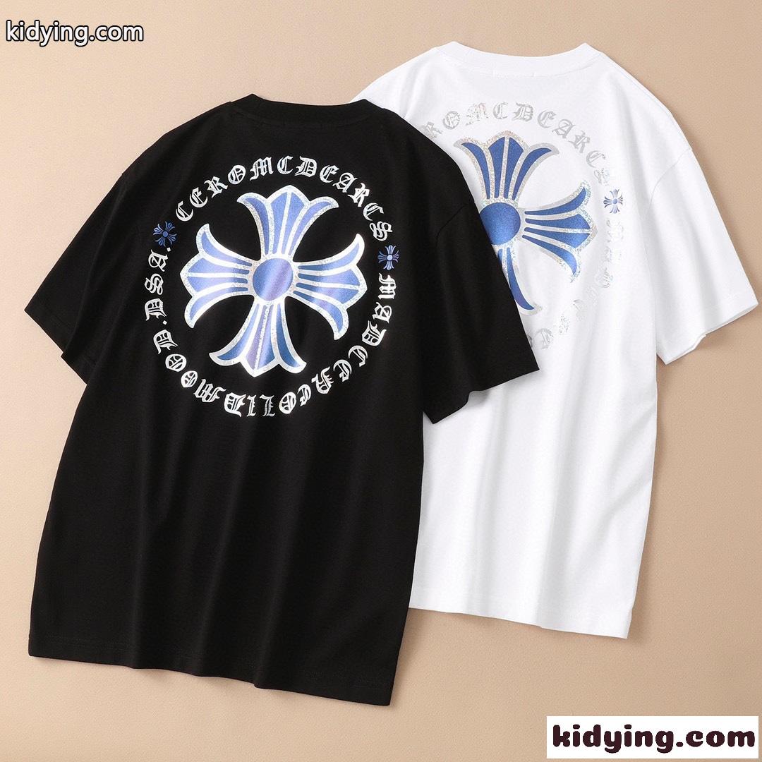 カジュアル 合わせやすい プリント クロムハーツ 半袖Tシャツ コピー 着心地いい 春夏 定番 クルーネック-4