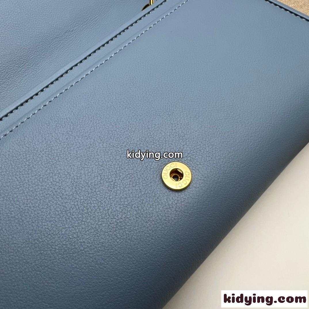 グッチ ブロンディ チェーン コンチネンタルウォレット スーパーコピー チェーン 財布 ブルー-3