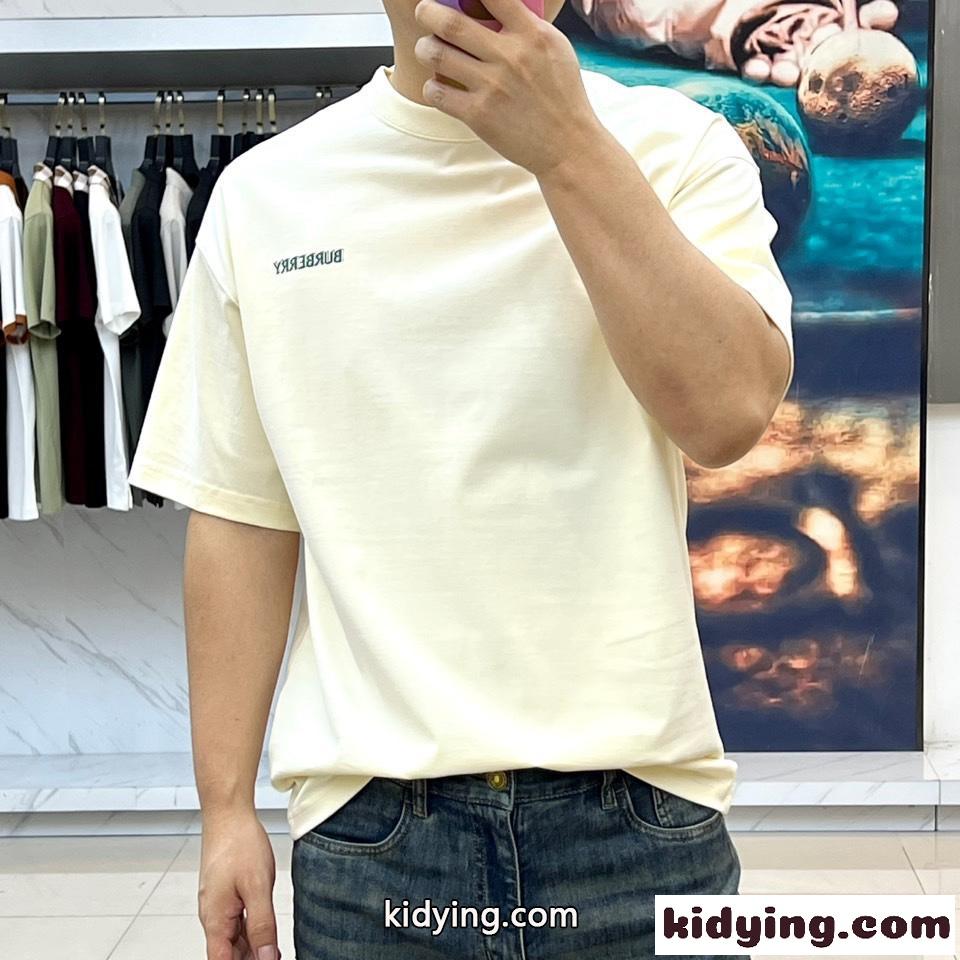 カジュアル リラックス 半袖Tシャツ バーバリー Tシャツ 偽物 クルーネック ベージュ-2