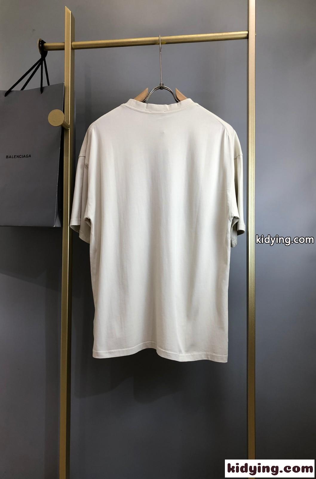 BB刺繍 ロゴ 半袖Tシャツ バレンシアガ Tシャツ コピー クルーネック-1