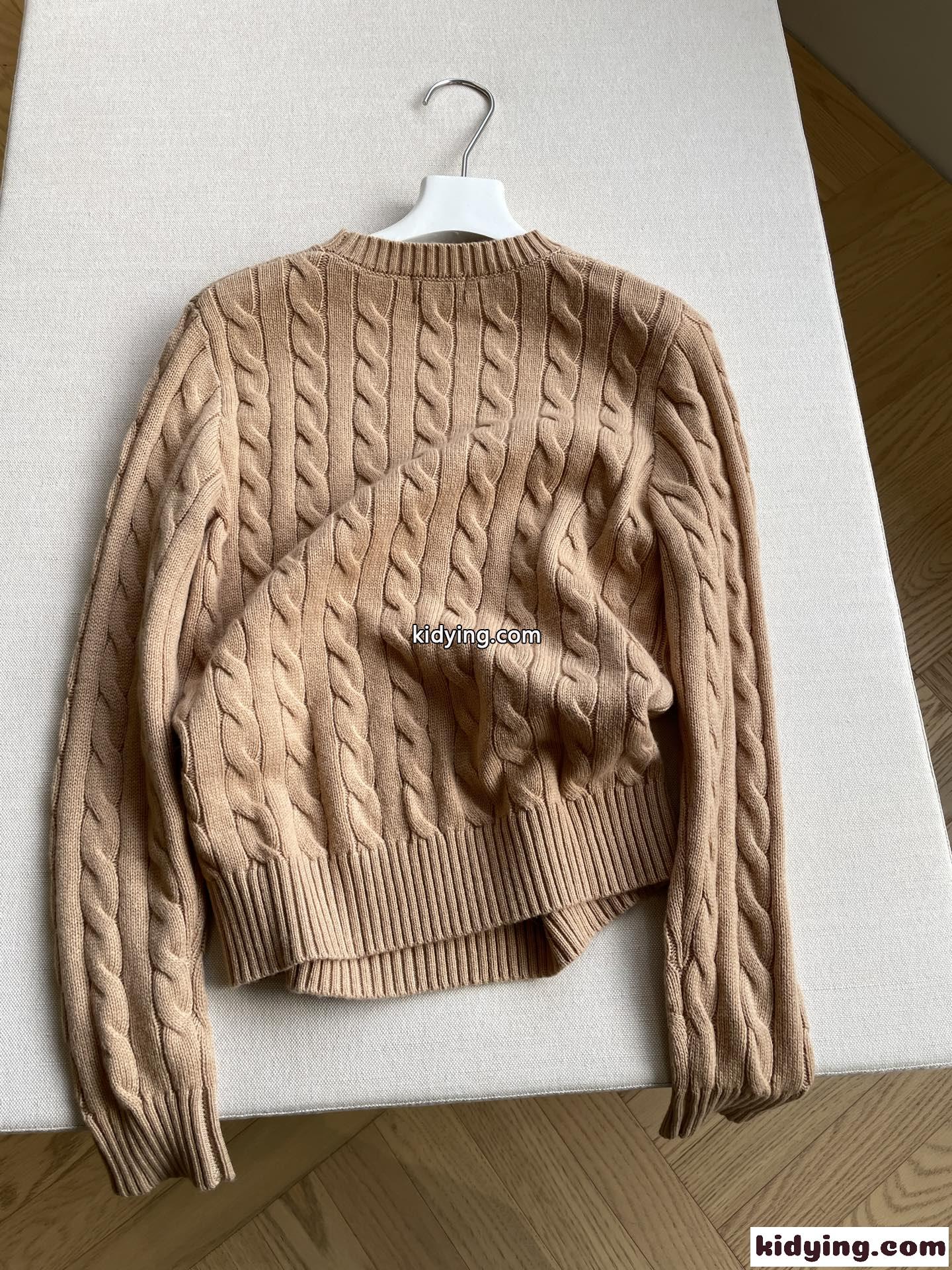 定番 人気 ラルフローレン セーター 偽物 ロゴ刺繍 ケーブル編み クルーネック カーキ-5
